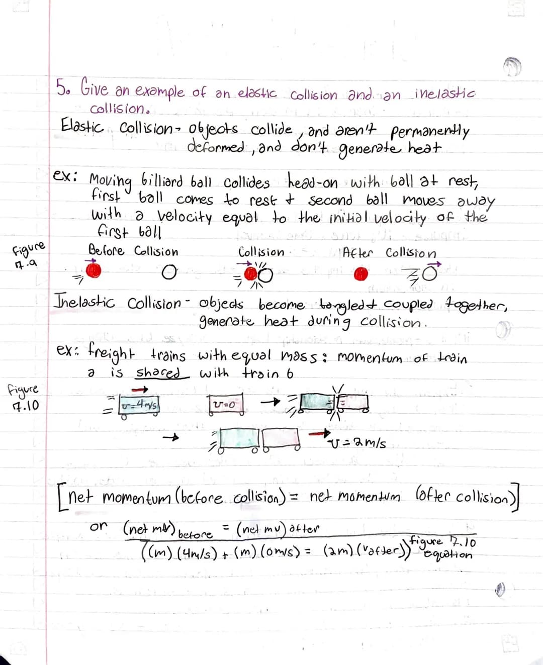 Chapter 7 Q's+ A's
1. What is momentum? Include the equation.
momentum - inertia in motion, the mass of an object
multiplied by it's velocit