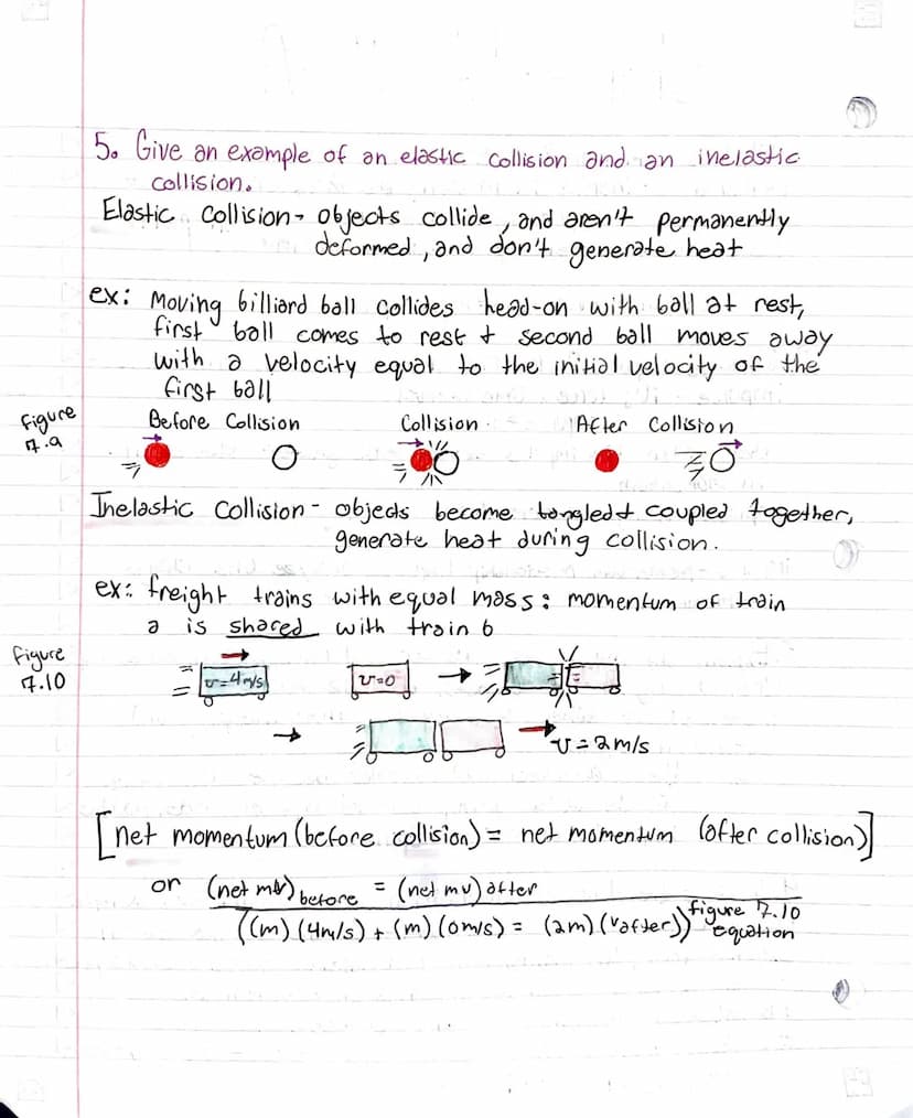 Chapter 7 Q's+ A's
1. What is momentum? Include the equation.
momentum - inertia in motion, the mass of an object
multiplied by it's velocit
