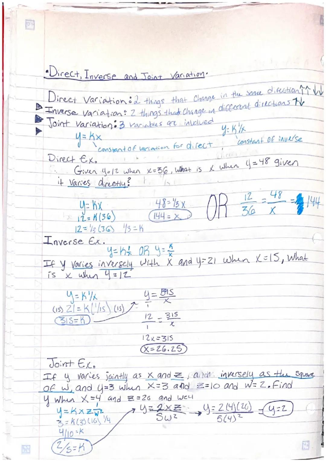 Direct, Inverse, and Joint Variation