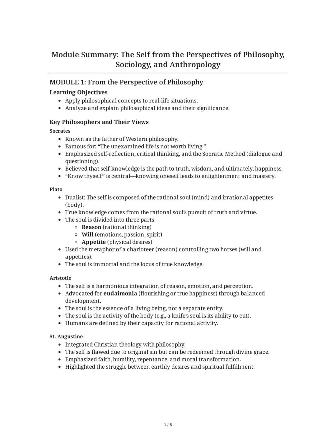 Understanding the Self: Perspectives