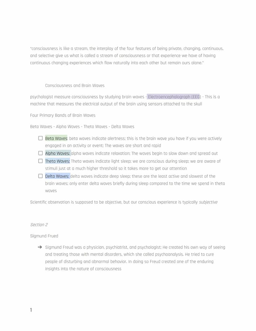 Measures of Consciousness
Biopsychology Notes
Unit 4-Biopsychology: State of Consciousness
Philosophers have long argued about consciousness