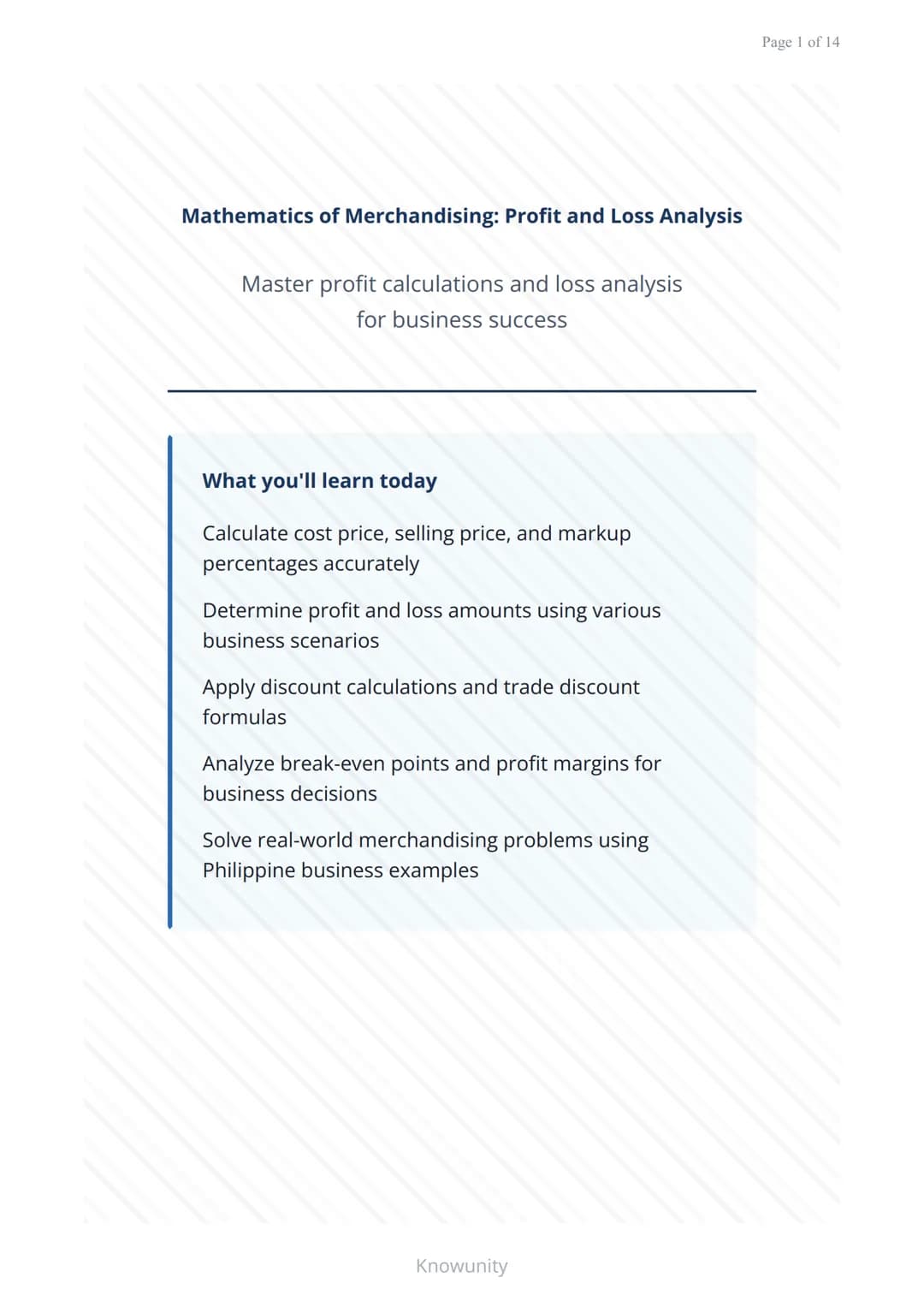 Mathematics of Merchandising: Profit and Loss Analysis
Master profit calculations and loss analysis
for business success
What you'll learn t