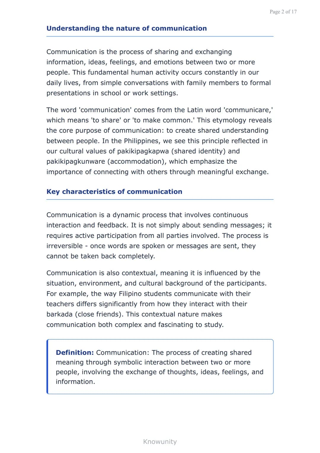 Nature and Elements of Communication: Models and
Components
Understanding communication elements and
models for effective interaction
What y