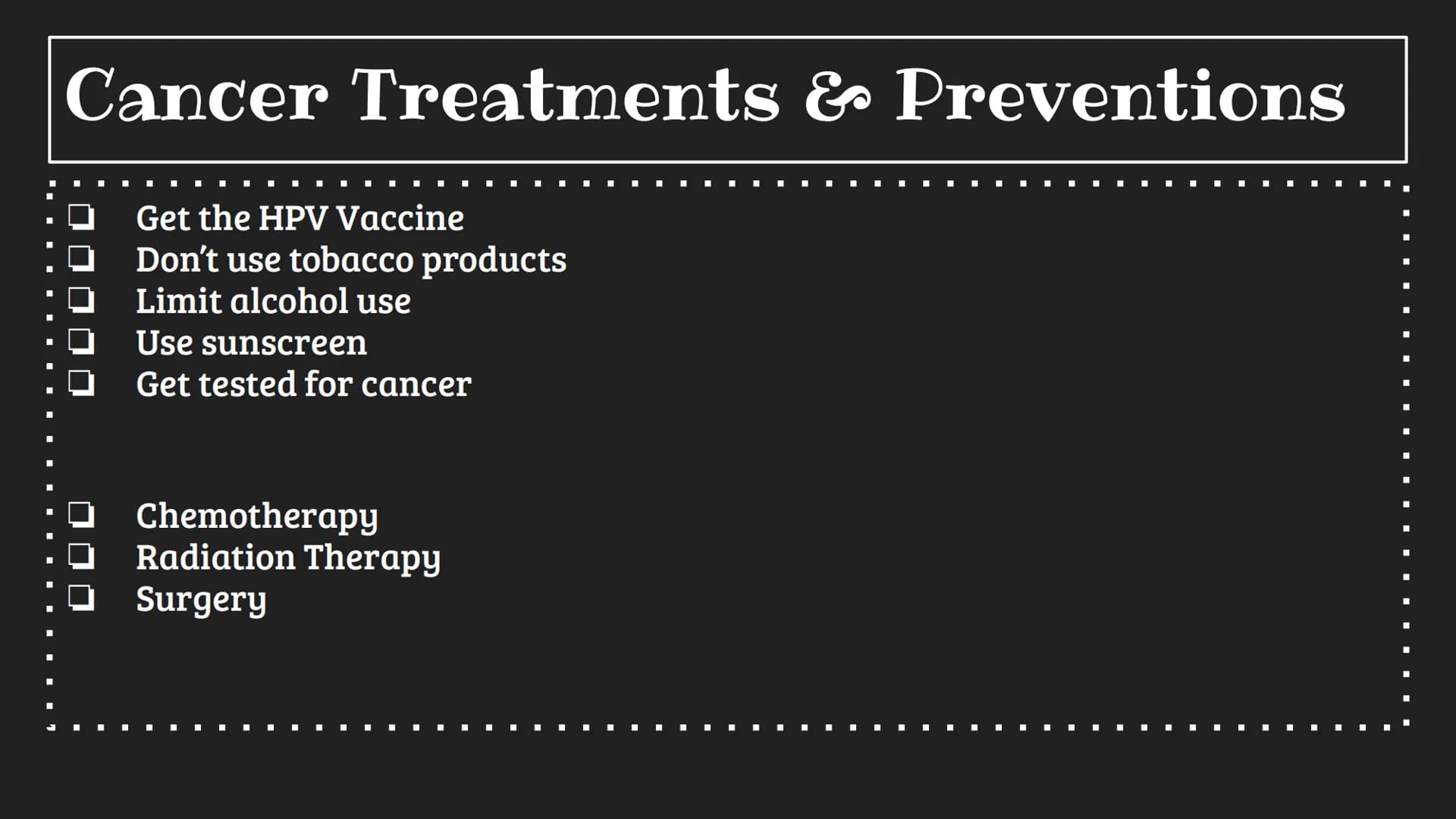 ■
I
■
■
■ ■
■
■
■
Cancer
■
■ Cancer
• What is cancer? Cancer is a disease where cells abnormally grow; They can
▪ spread to other parts of t