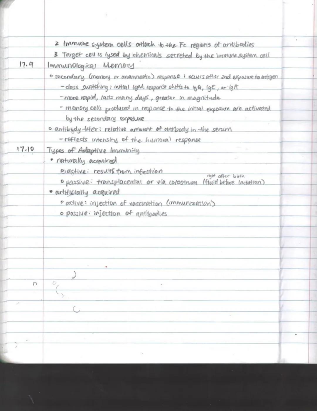 12.1
17.2
17.3
3
17
AD APTIVE
IMMUNITY
Adaptive Immunity: defenses that target a specific pathogen
- acquired through infection or vaccinati