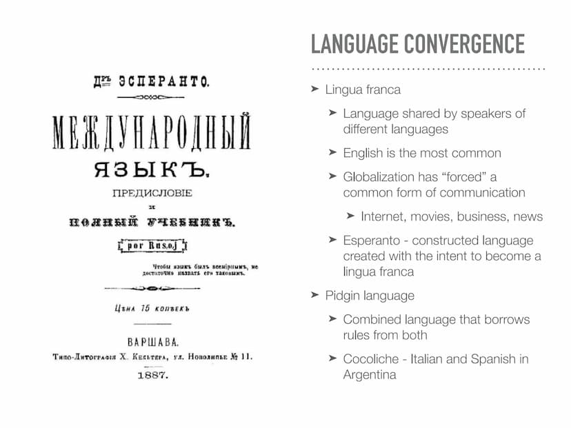 CONTEMPORARY CAUSES
OF DIFFUSION iSpot.tv
TECHNOLOGY
Globalization has encouraged less
language diversity
Need for communication across
plat