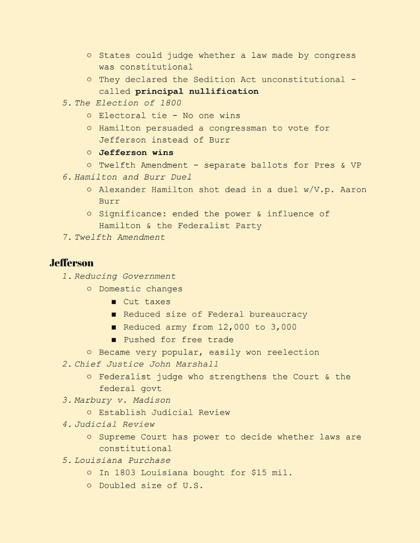 Adams, Jefferson, Madison, and Monroe Notes
Adams
1. Election of 1796 Results
o Adams v. Jefferson
2. XYZ
O
■ Adams runs as a federalist
■ A