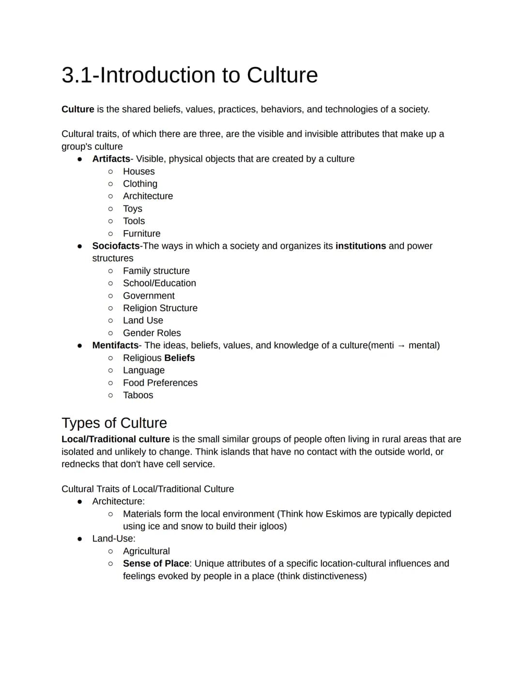 <h3 id="introductiontoculture">Introduction to Culture</h3>
<p>Culture is the shared beliefs, values, practices, behaviors, and technologies