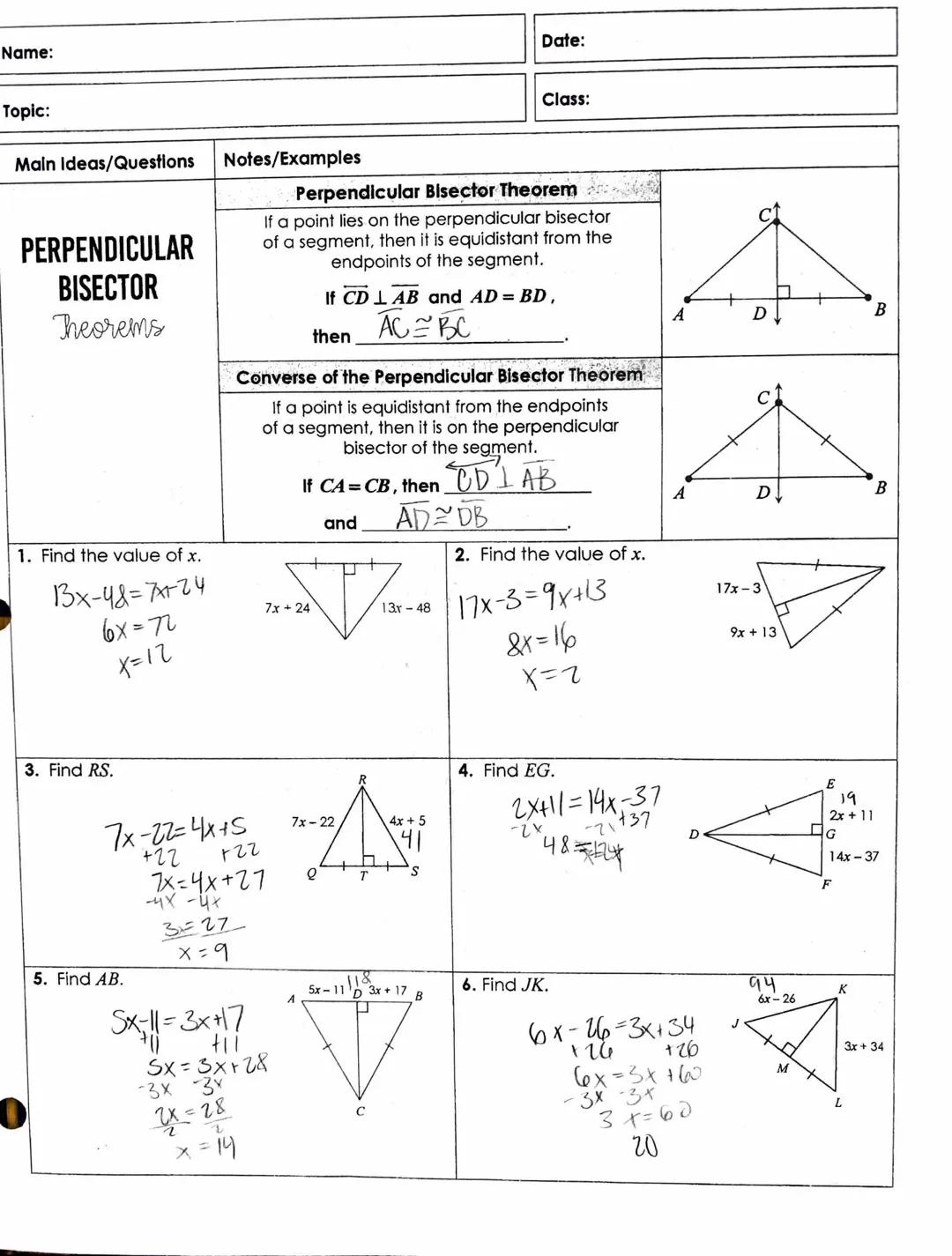 Easy Geometry: Perpendicular & Angle Bisector Theorems