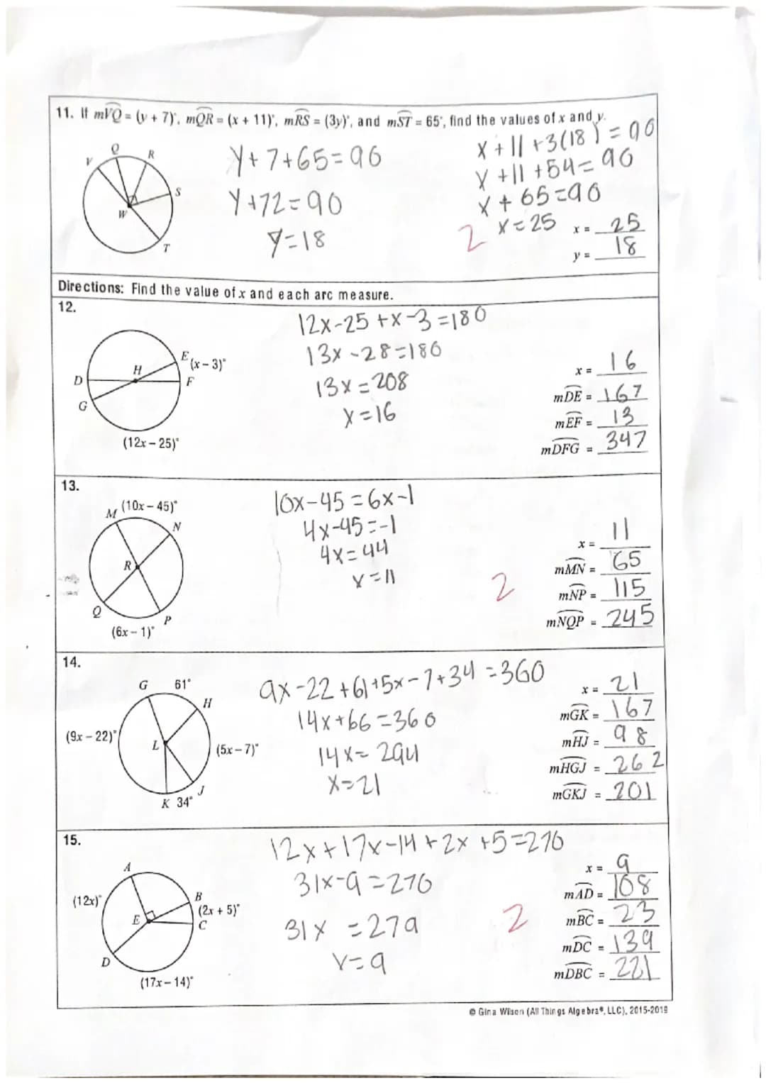 Name: Violet Freeman
Date:
Per:
Unit 10: Circles
Homework 2: Central Angles & Arc Measures
**This is a 2-page document! **
Directions: Find 