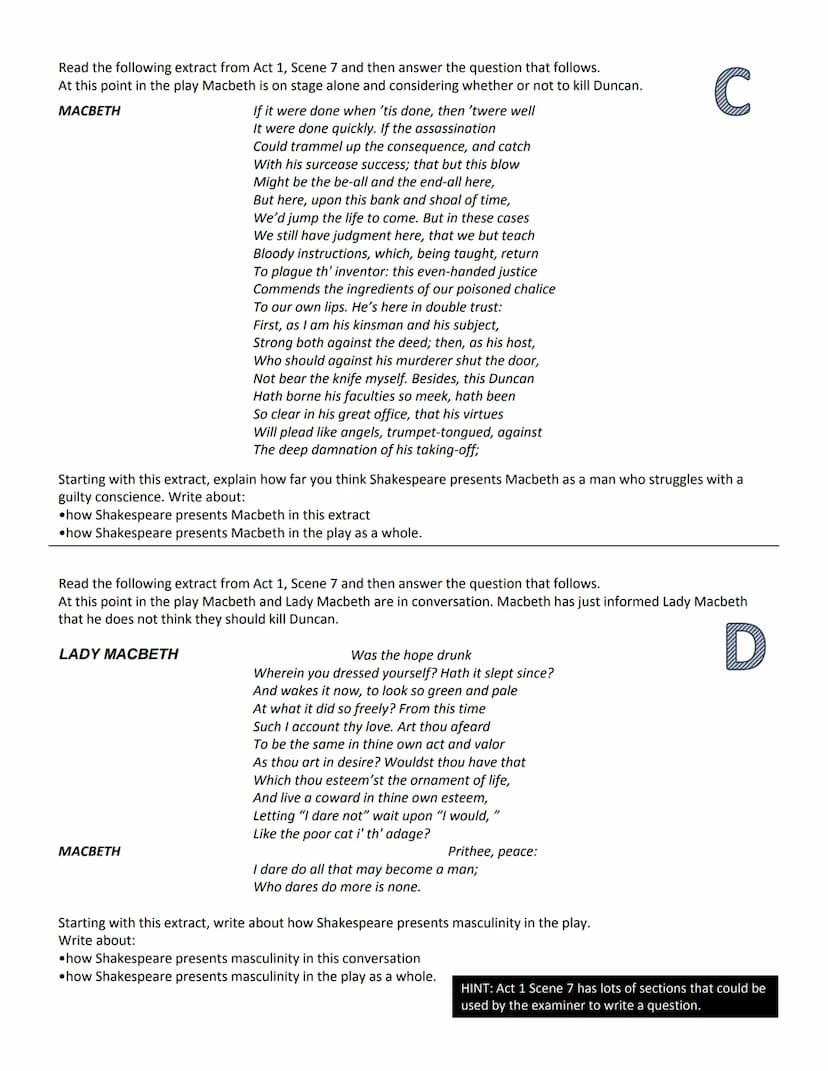 GCSE English Literature
Paper 1: Macbeth
Contents
How to revise
The exam question
Mark scheme
How to answer the question
Example answers
● S