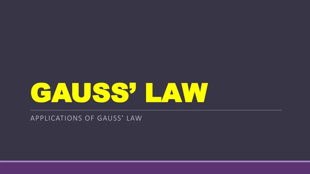Gauss' Law and Its Application