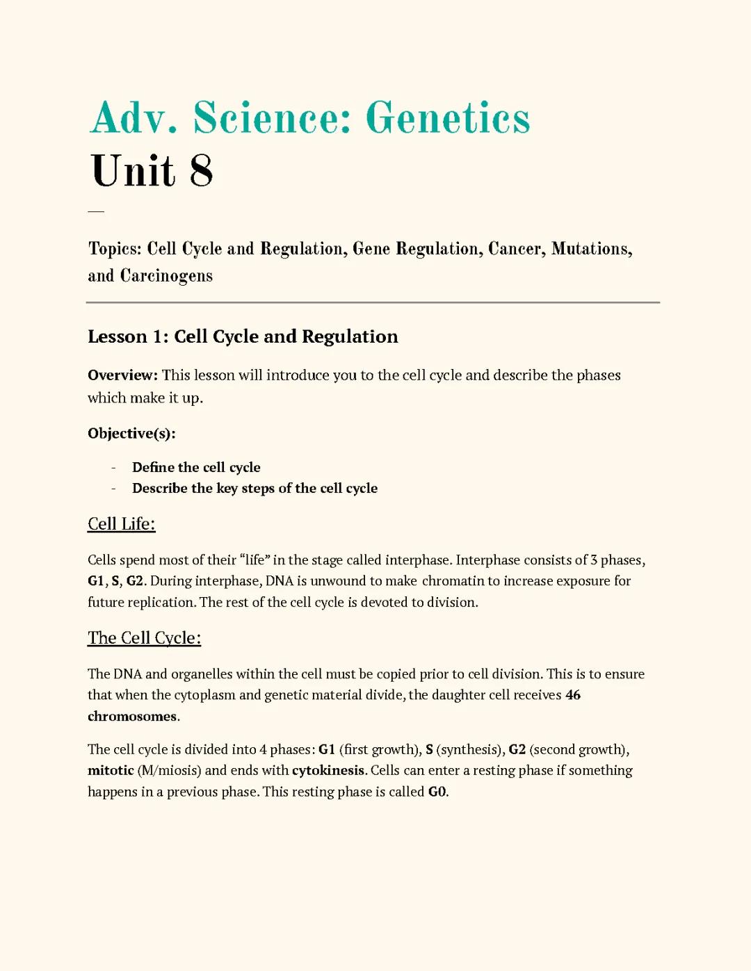 Understanding Cell Cycle Phases: Simple Notes for Genetics