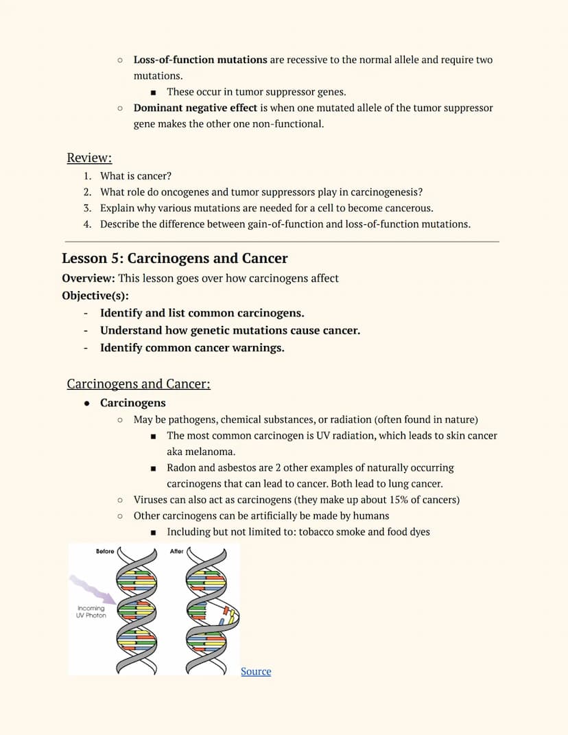 Adv. Science: Genetics
Unit 8
Topics: Cell Cycle and Regulation, Gene Regulation, Cancer, Mutations,
and Carcinogens
Lesson 1: Cell Cycle an
