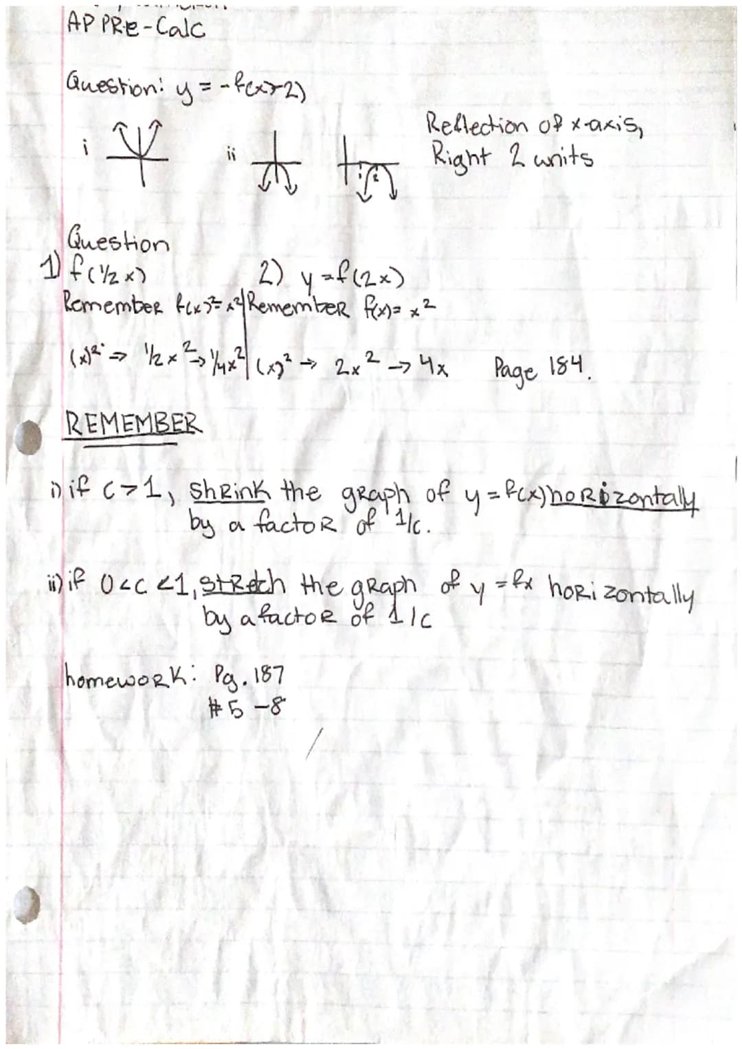 AP- Pre Calc
|y=f(x)
Given x² = f(x) describe the following.
transformations.
12y=f(x+2
ii) y=fu)-2 | [vertical shifts]]
The graph oе все is