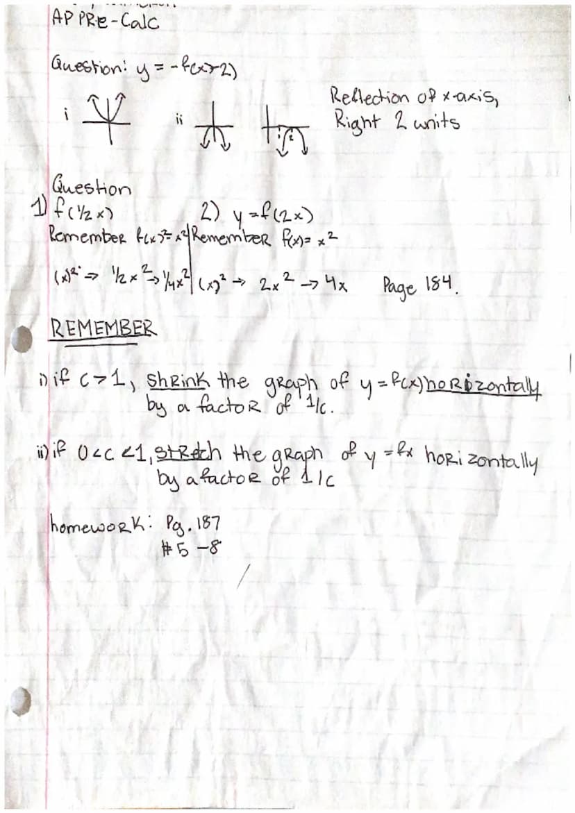 AP- Pre Calc
|y=f(x)
Given x² = f(x) describe the following.
transformations.
12y=f(x+2
ii) y=fu)-2 | [vertical shifts]]
The graph oе все is