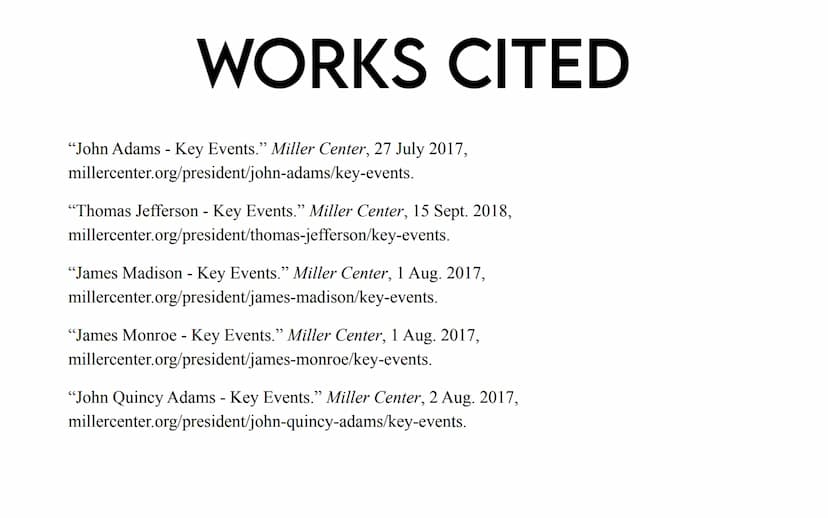 1797 - 1829
PRESIDENTIAL TIMELINE
1797
John Adams
makes a militia
Congress allows the
creation of an
80,000-men militia in
case of war with 
