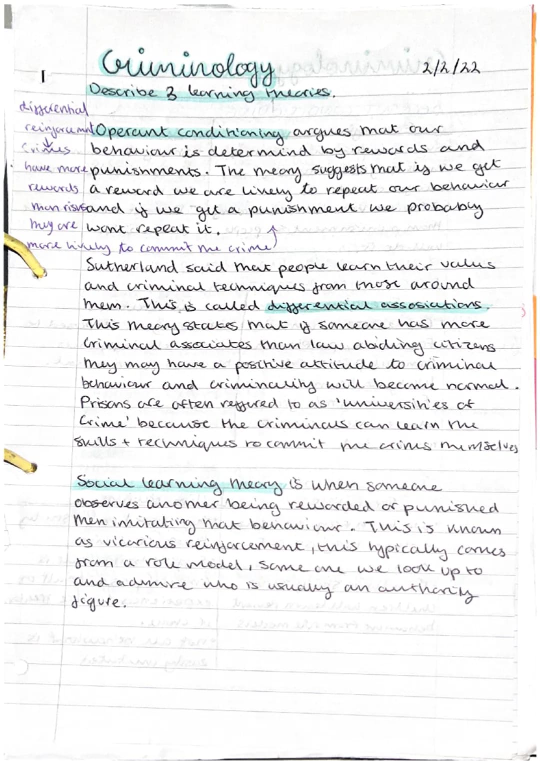 Criminology LEADING THEORY 2/2/22
explain key terms.
observational learning and get Donal
w observe thera zwodany awww.ed
fam
*******
2
from