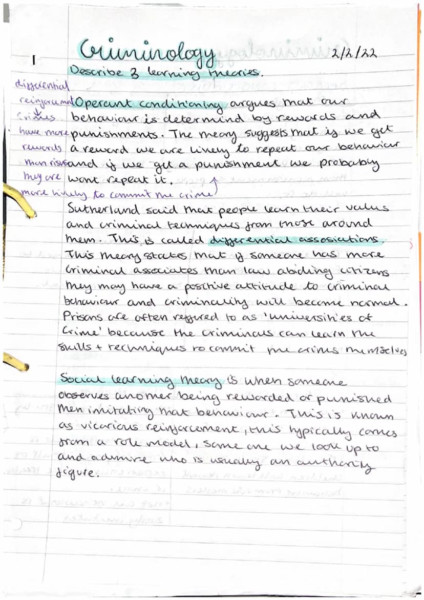 Criminology LEADING THEORY 2/2/22
explain key terms.
observational learning and get Donal
w observe thera zwodany awww.ed
fam
*******
2
from