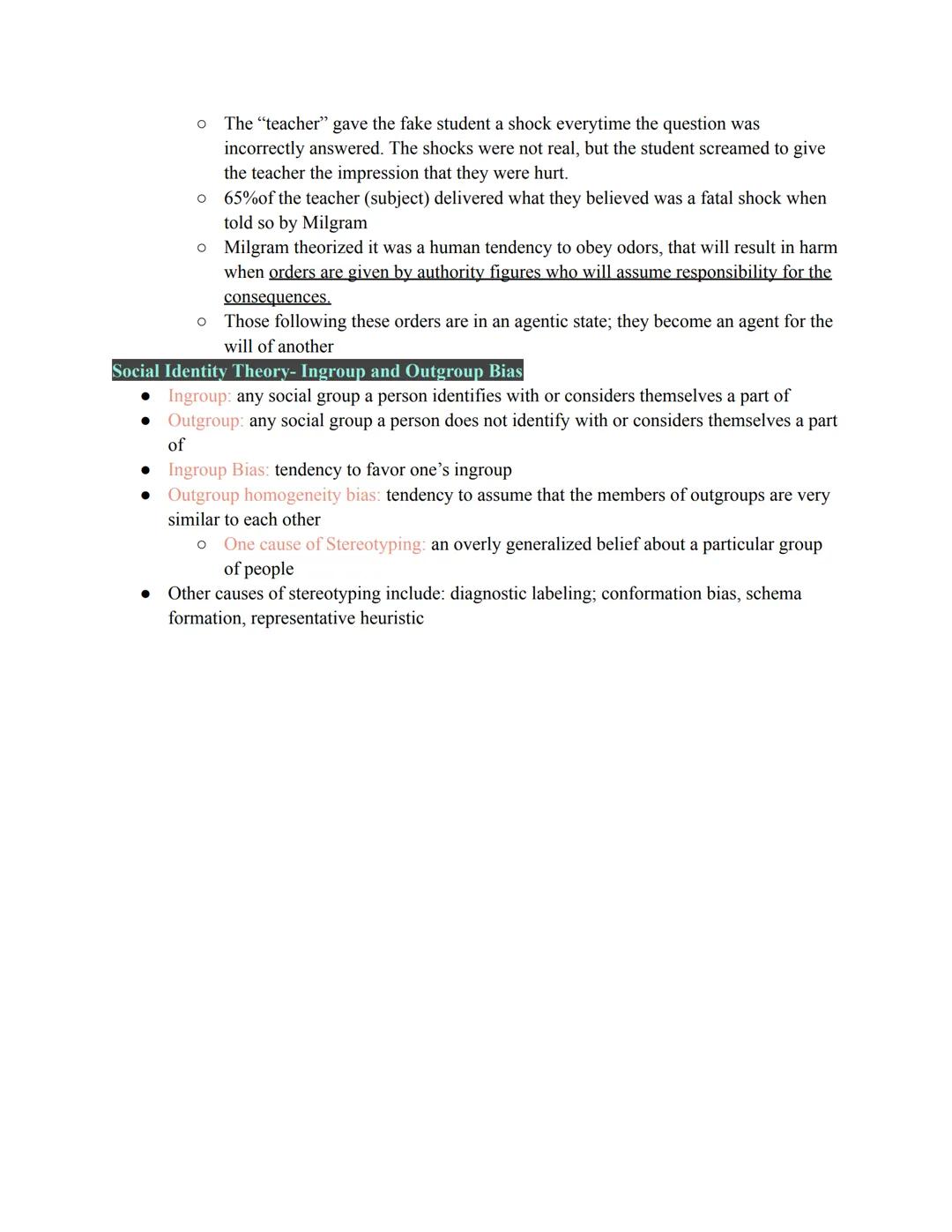 Unit 9- Social Psychology
The ways people's thoughts, emotions, perceptions, motivations, behaviors are impacted by interactions with
or the