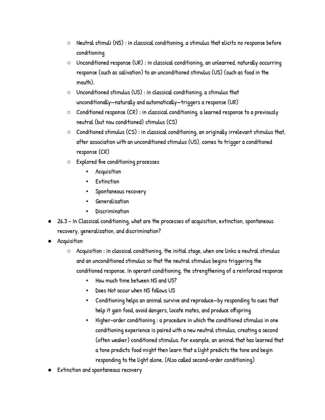 UNIT 6 : Learning
Module 26 : How We Learn and Classical Conditioning
• Learning the process of acquiring new and relatively enduring inform