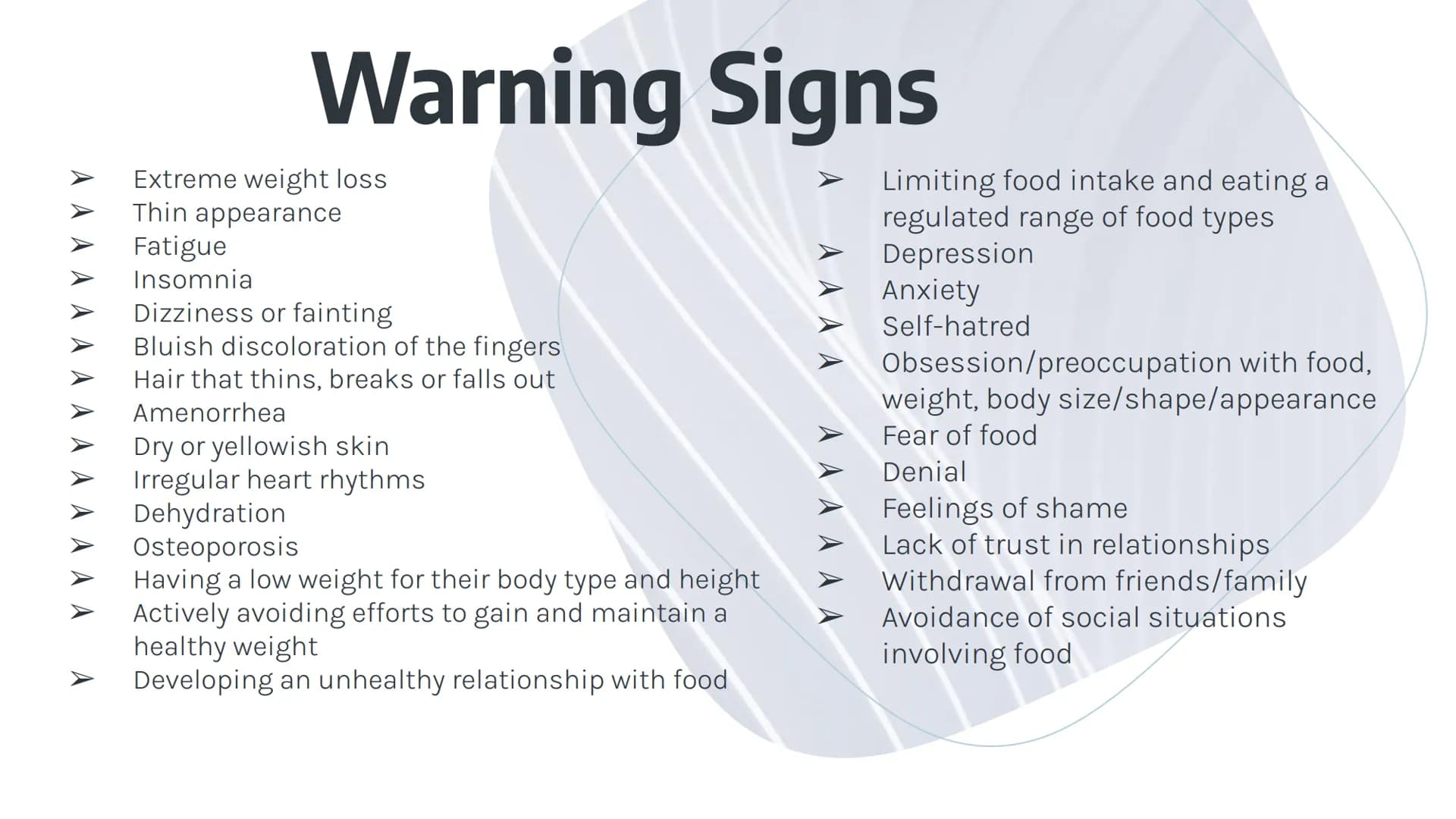 Anorexia
By: Kate Bicalho What is Anorexia?
Eating disorder
★
Scientifically called Anorexia Nervosa (AN)
A condition where people see thems