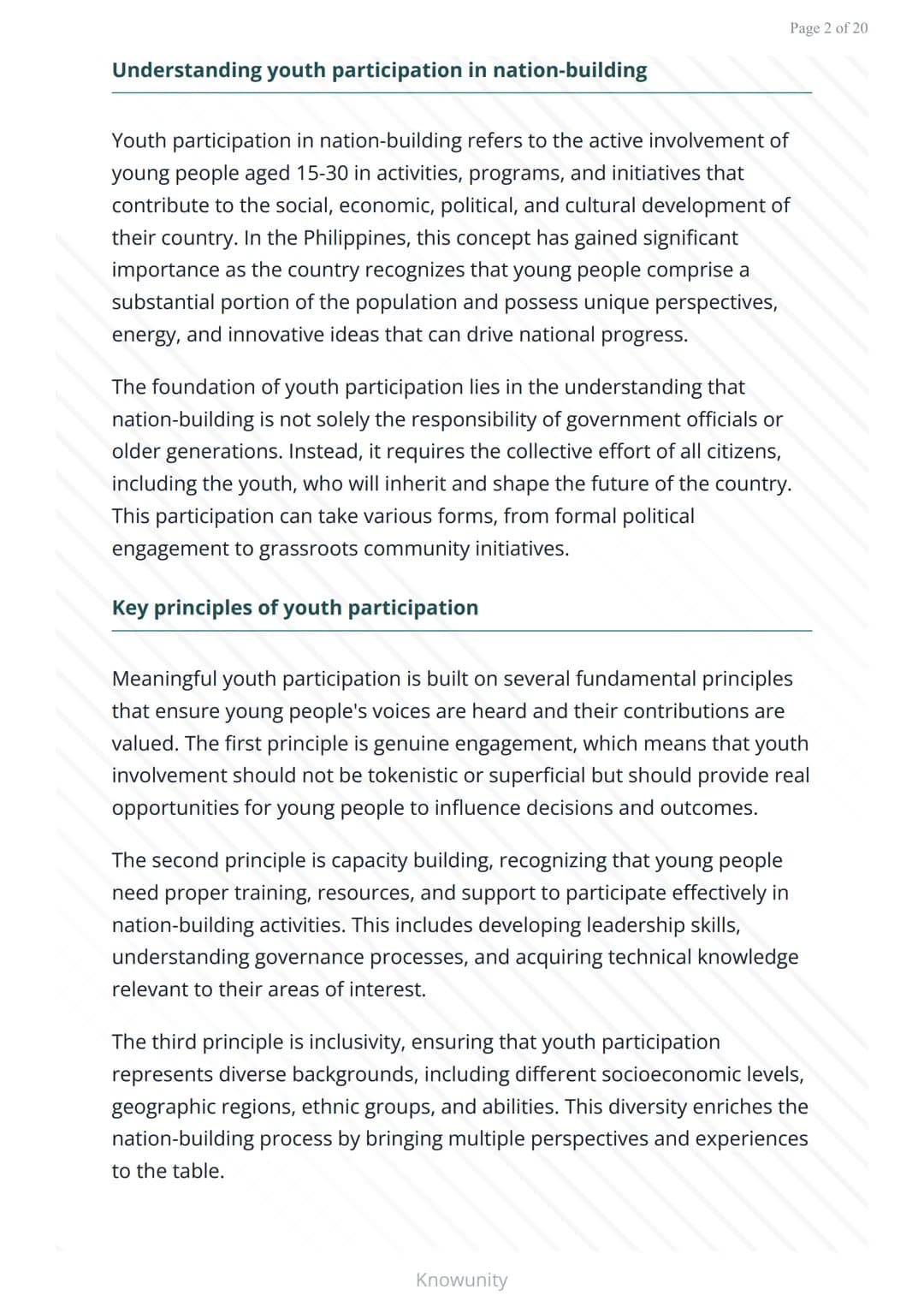 Youth participation in Philippine nation-building
Understanding how Filipino youth contribute to
national development
What you will learn
De