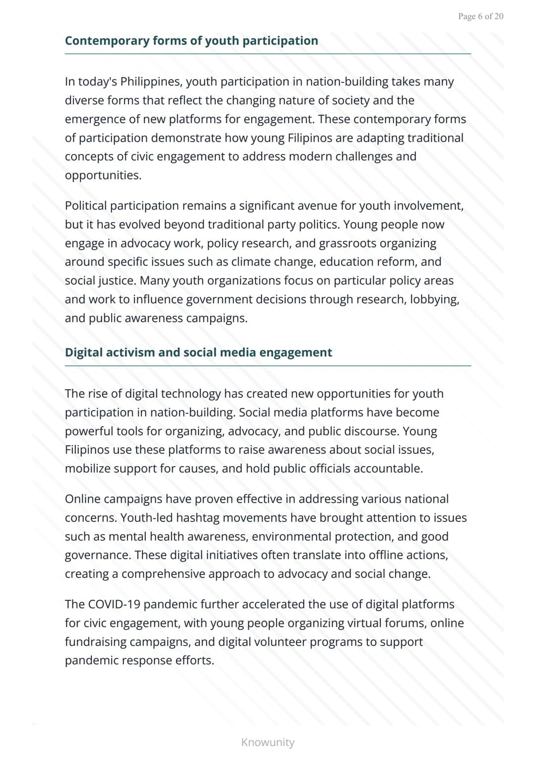 Youth participation in Philippine nation-building
Understanding how Filipino youth contribute to
national development
What you will learn
De