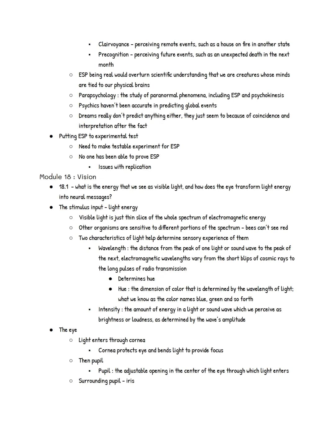 UNIT 4: Sensation and Perception
Module 16: Basic Principles of Sensation and Perception
● 16.1 - What are sensation and perception? What do