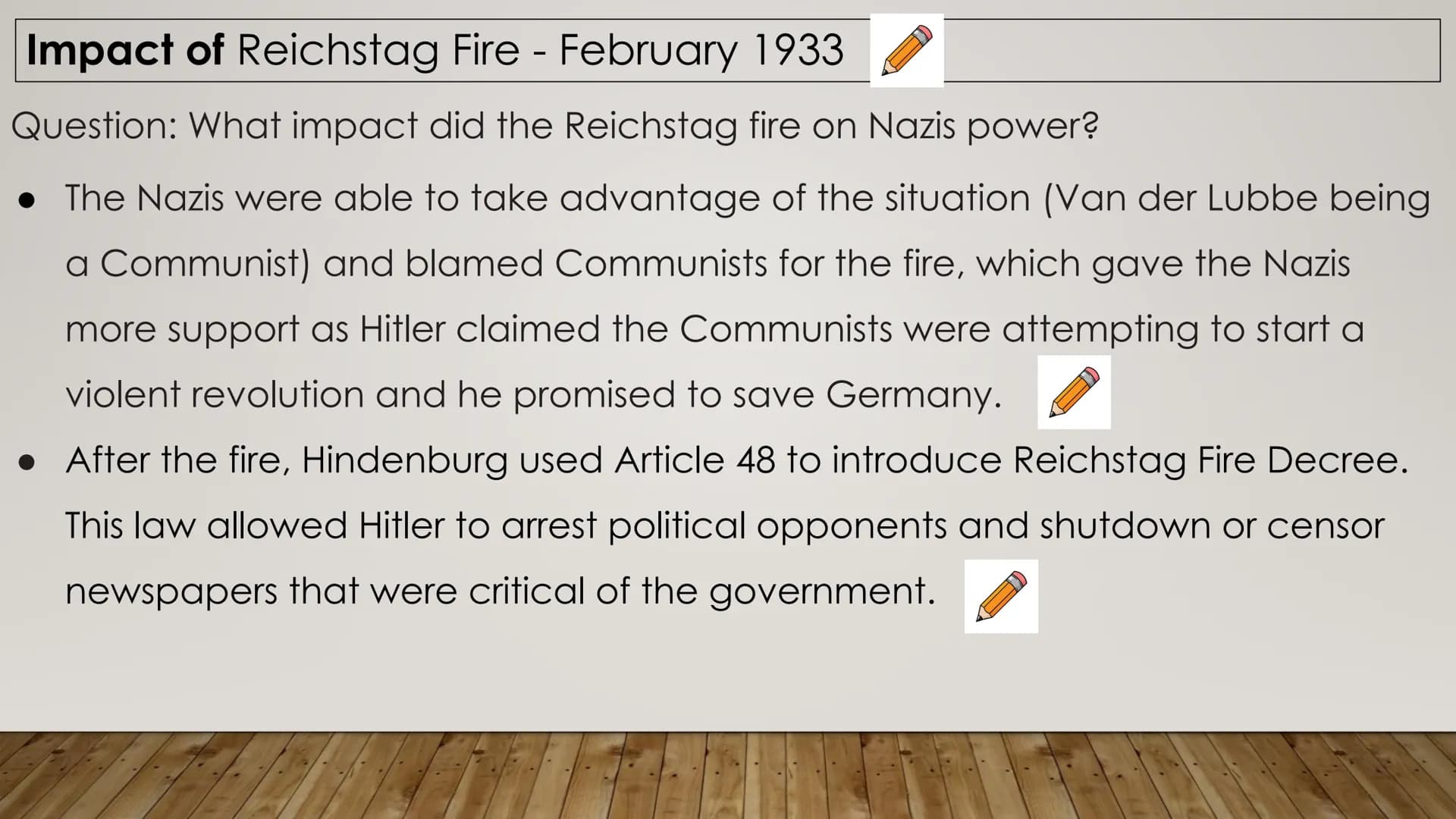 Starter: Blooket Title: Revision of Hitler and Nazi Germany - consolidating power
Learning Intentions
To understand the how Hitler and the N