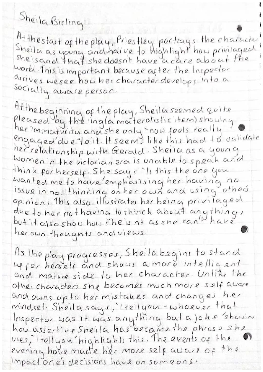 Sheila Birling Quotes and Character Analysis: How Sheila Changes in An Inspector Calls