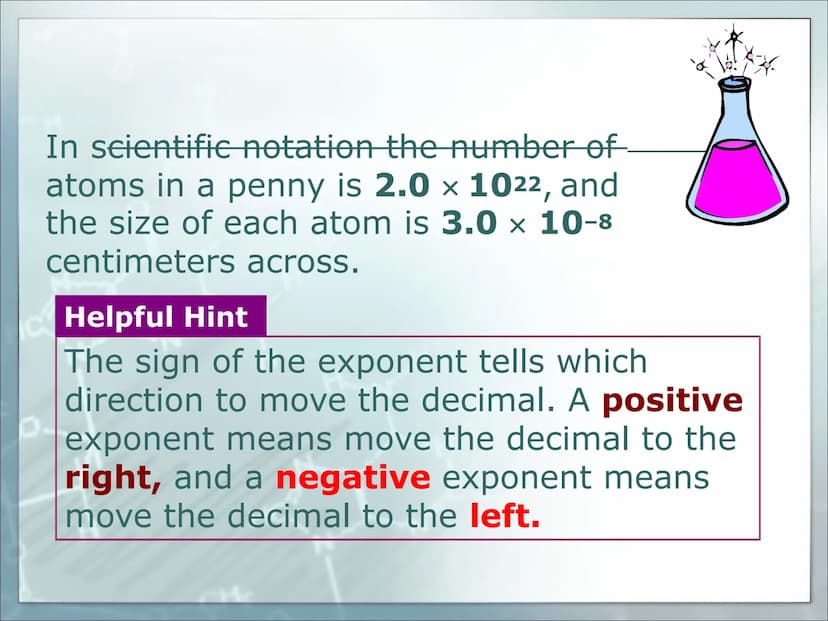 100
50
225
200
15
20
500
400
Scientific Notation
Learn to express large and small
numbers in scientific notation.
00
5 An ordinary penny con