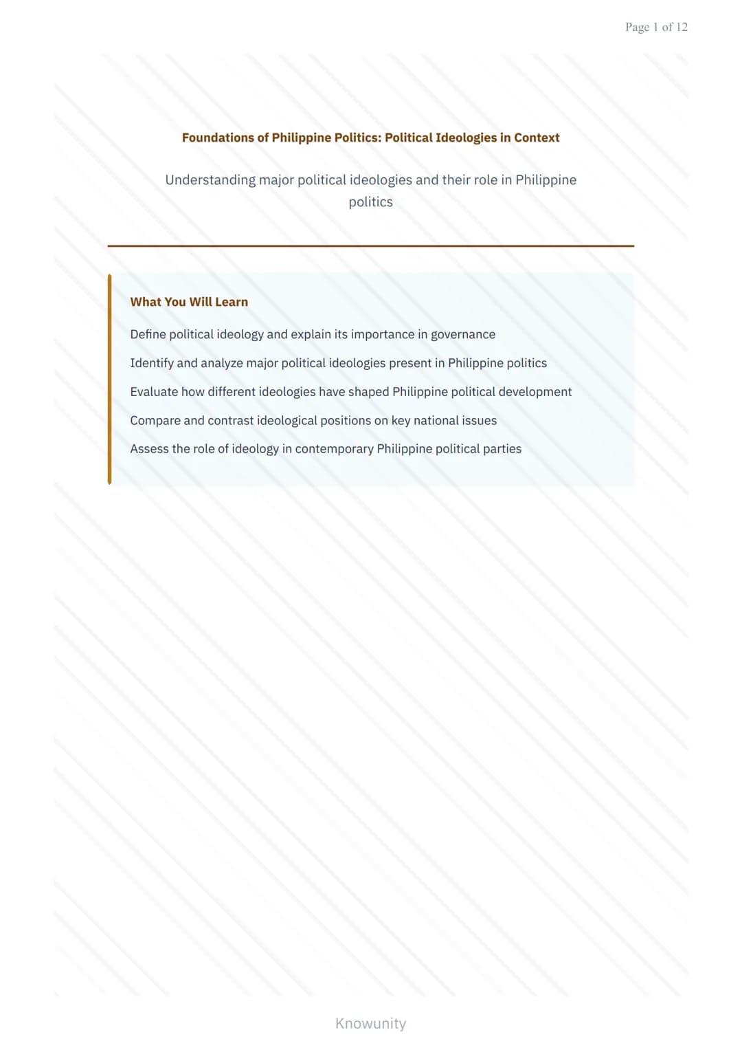 Foundations of Philippine Politics: Political Ideologies in Context