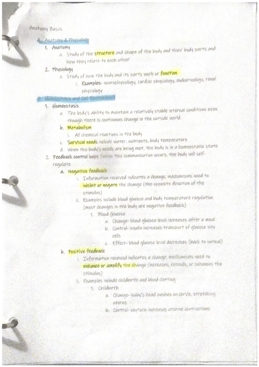 Anatommy Basics
A Anatomy & Physiology
1. Anatomy
a. Study of the structure and shape of the body and their body parts and
how they relate t