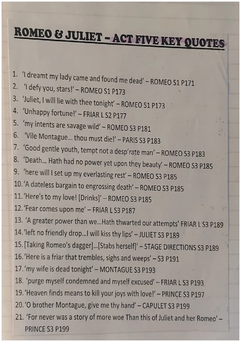 
<p>In Act 1 of Romeo and Juliet, there are several important quotes that contribute to the development of the plot and the characterization