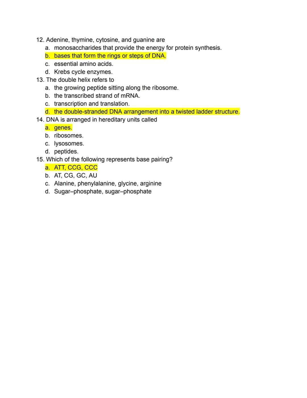 PART 1: Mastering the Basics
Matching
Carbohydrates, Fats, and Proteins
Directions: Match the following terms to the most appropriate defini