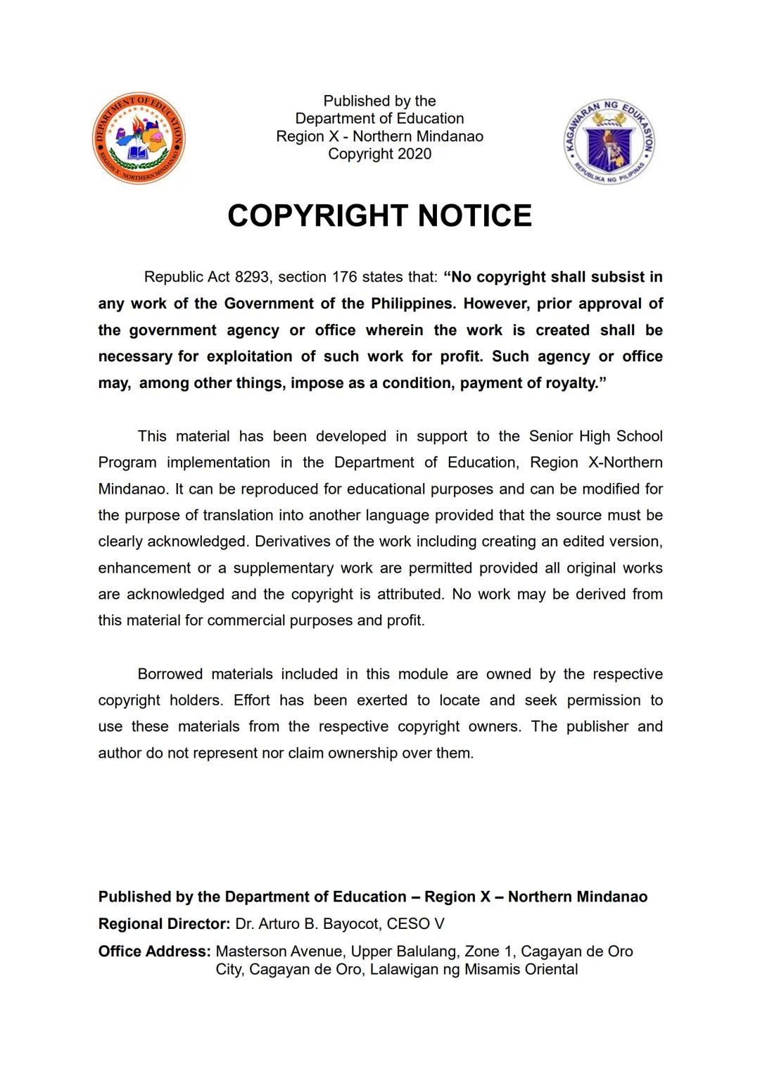 Government Property
NOT FOR SALE
Senior High School
PHYSICAL EDUCATION
AND HEALTH 3
First Semester - Module 1
Nature and Background of
The D