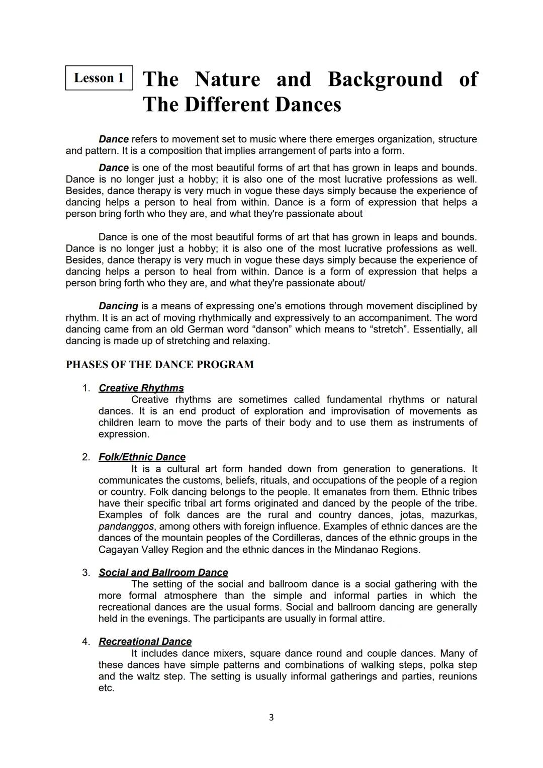 Government Property
NOT FOR SALE
Senior High School
PHYSICAL EDUCATION
AND HEALTH 3
First Semester - Module 1
Nature and Background of
The D