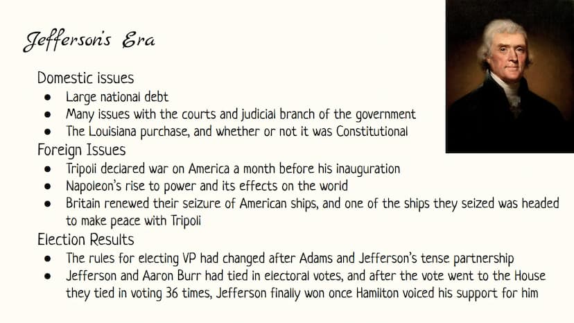 Unit 4 Scrapbook
1800-1848 Jefferson's Era
Domestic issues
• Large national debt
Many issues with the courts and judicial branch of the gove