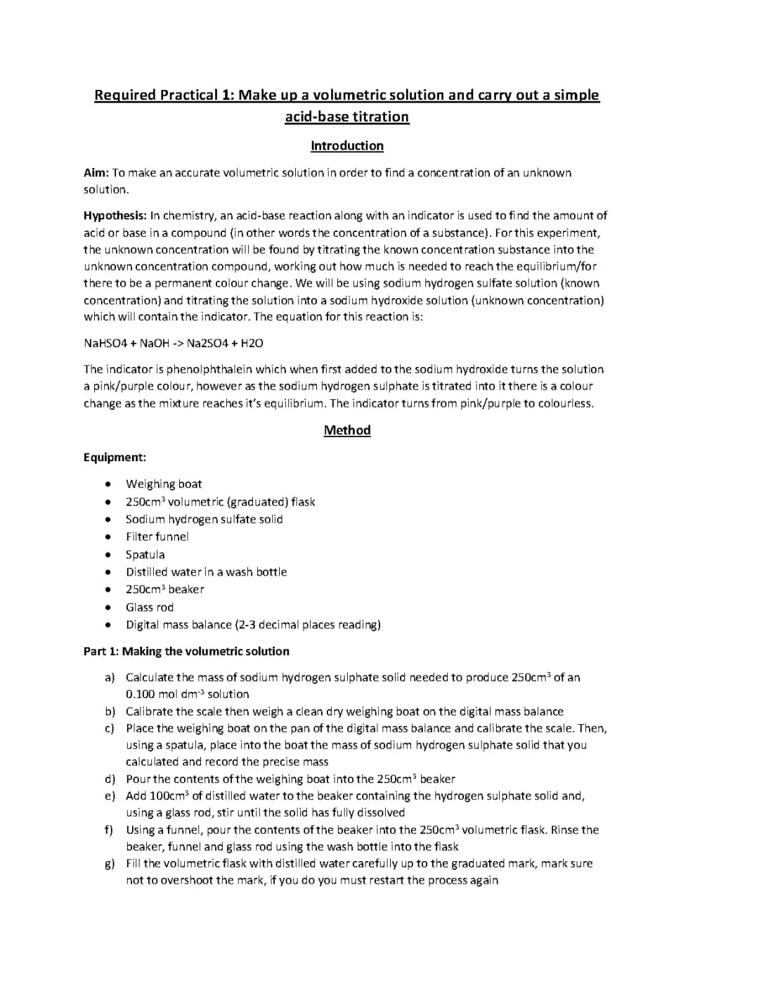 How to Make a Volumetric Solution for Titration