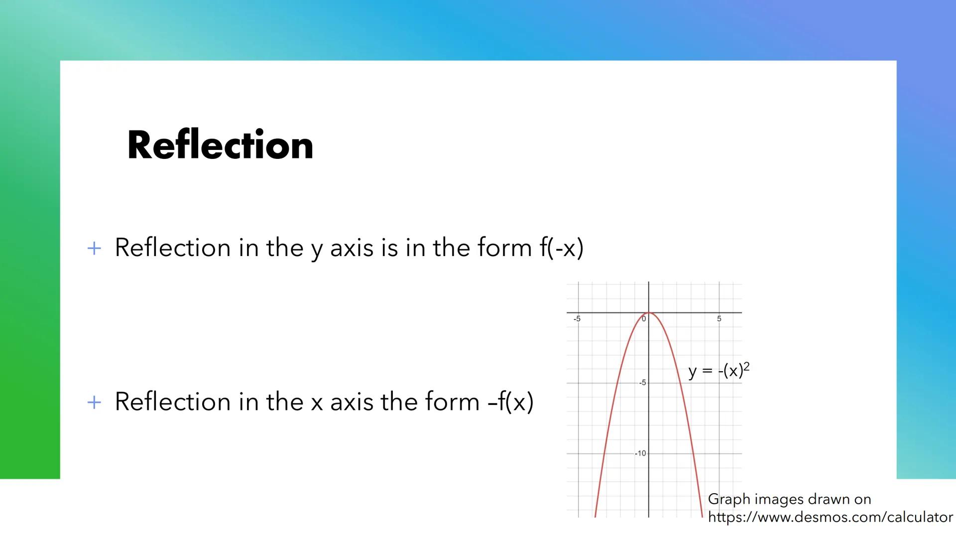 # Transforming
## Curves # Complete the Square

+ You need to complete the square to get the equation to get it
in the right form to tell wh