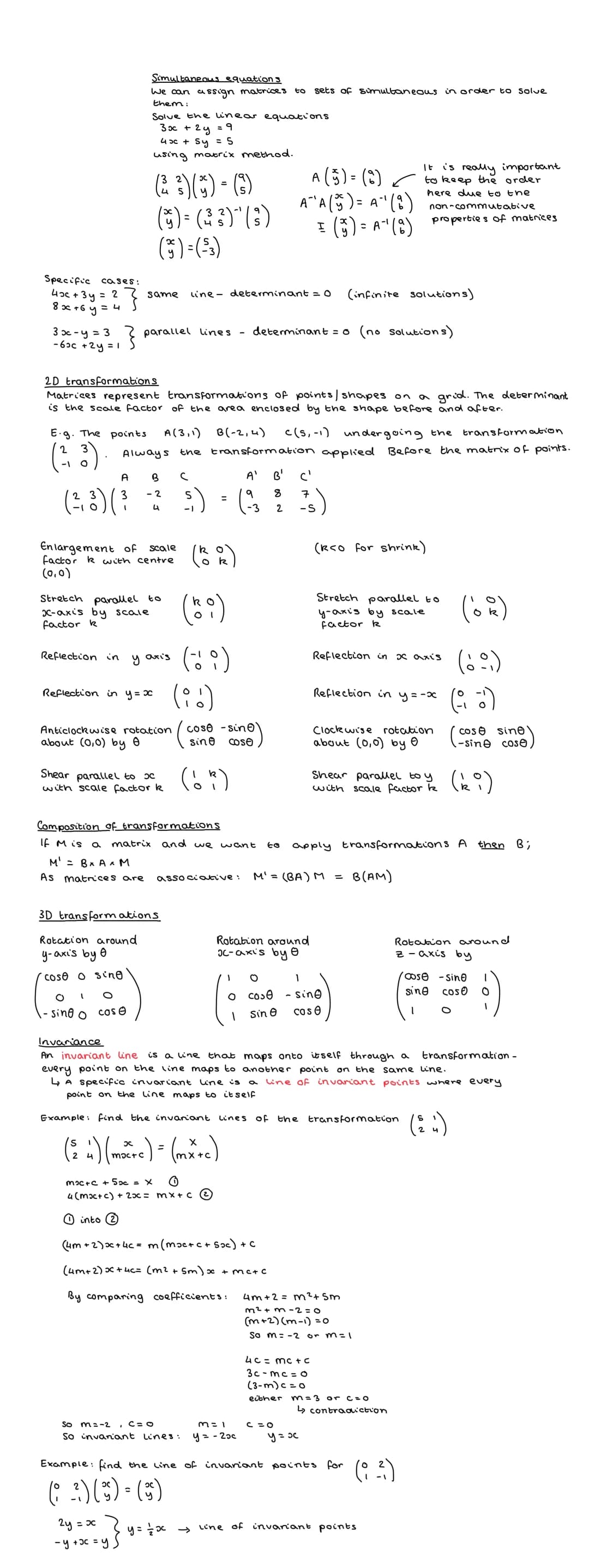 Multiplication
and n
The order of a matrix is how we define
where m is the number of rows
Square matrices
Row matrices are in
Column matrice