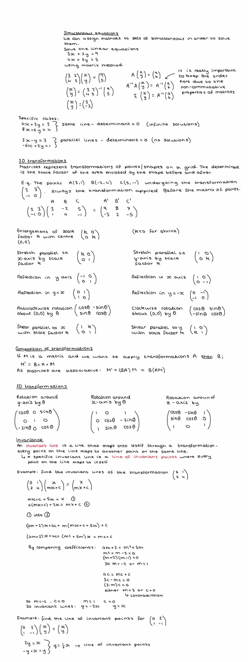 Multiplication
and n
The order of a matrix is how we define
where m is the number of rows
Square matrices
Row matrices are in
Column matrice