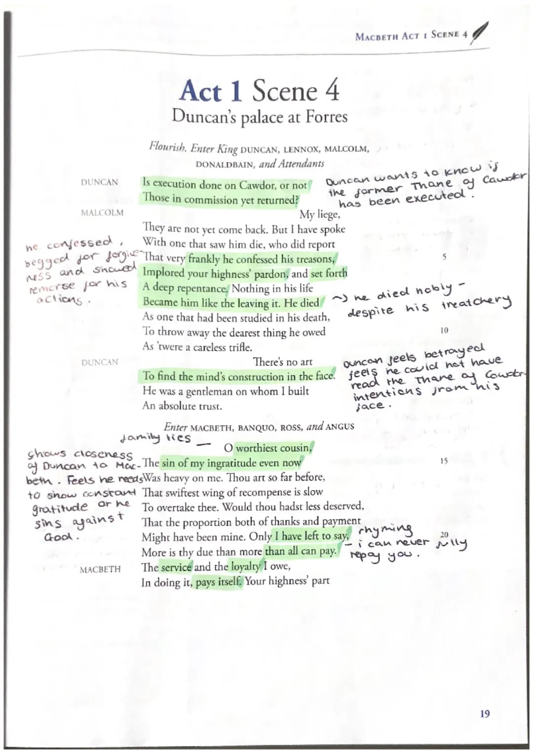 DUNCAN
he
MALCOLM
DUNCAN
Act 1 Scene 4
Duncan's palace at Forres
MACBETH
Flourish. Enter King DUNCAN, LENNOX, MALCOLM,
DONALDBAIN, and Atten