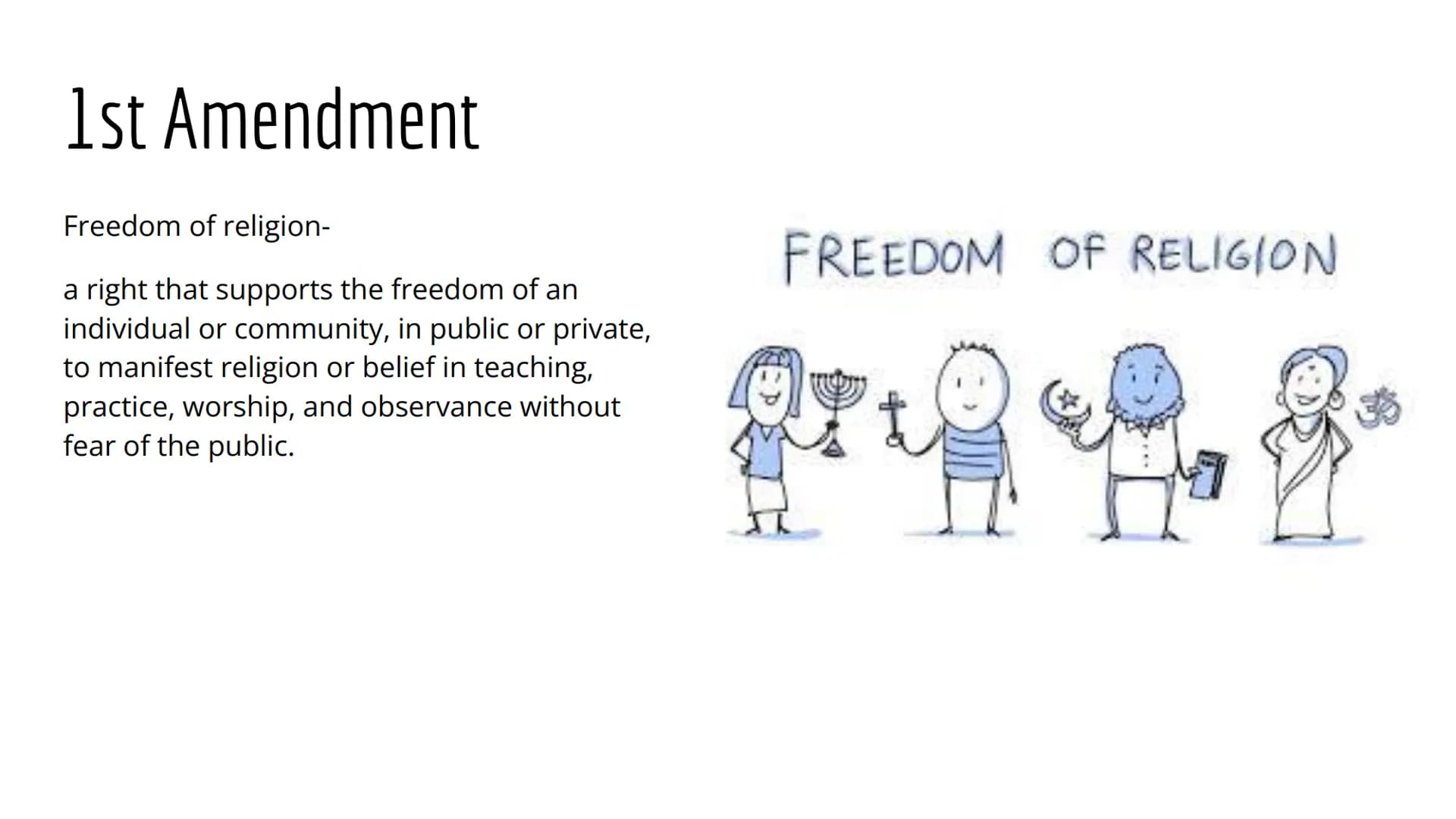 Bill of Rights
Project
Cecilya Guilbault 1st Amendment
Freedom of speech-
a right that supports the freedom of an
individual or a community 