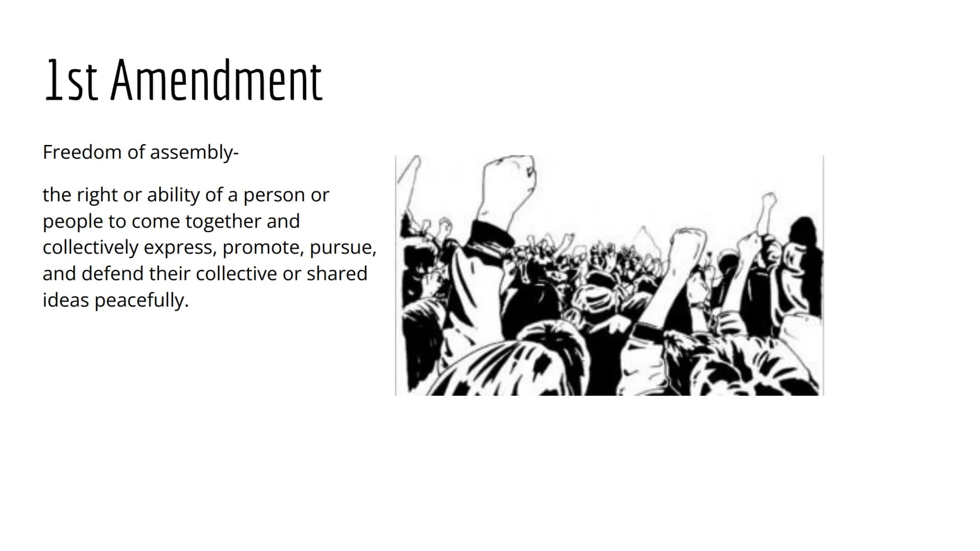 Bill of Rights
Project
Cecilya Guilbault 1st Amendment
Freedom of speech-
a right that supports the freedom of an
individual or a community 