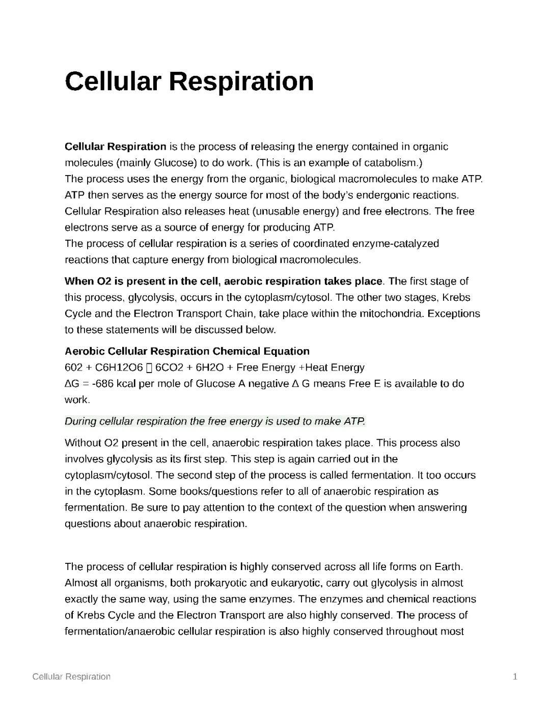 Cellular Respiration