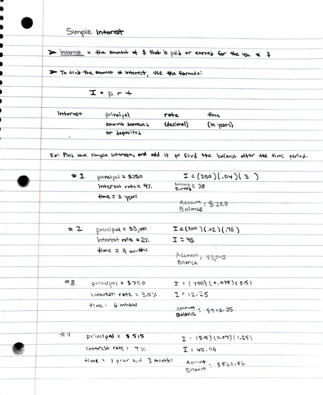 Math 7 | Simple Interest Notes