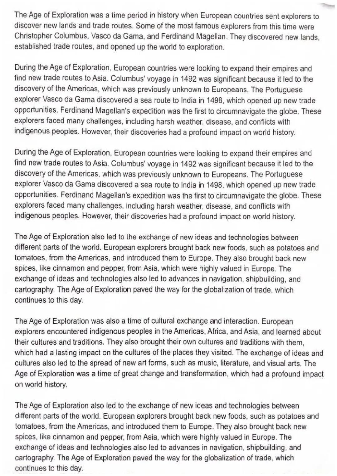 The age of Exploration 