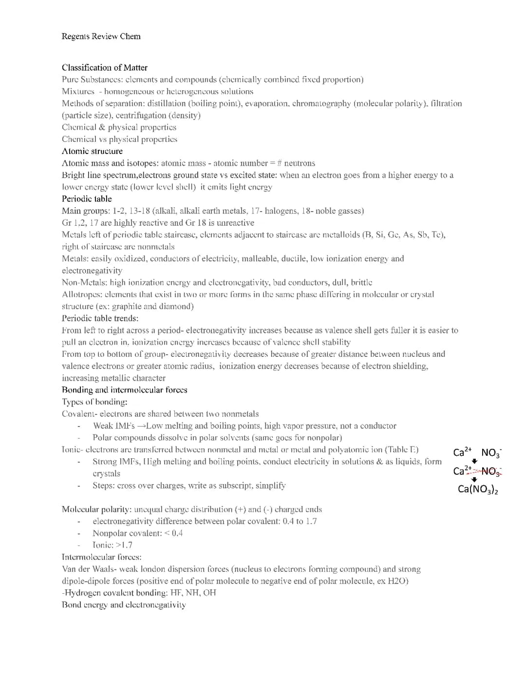 Regents Review/ Final Study Guide: Chemistry 